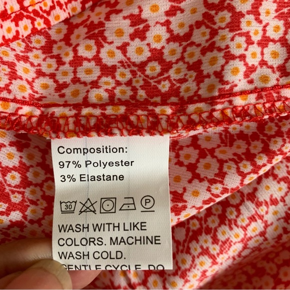 NWT PrettyGarden Red Ditsy Floral One Shoulder Strap Tiered Maxi Dress Sz Small - Picture 10 of 10